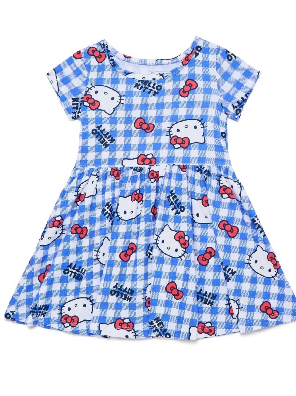 Hello Kitty Blue and White Gingham Dress with Red Accents
